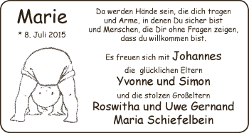 Babyanzeige von Marie  von Osterholzer Kreisblatt