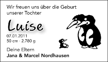Babyanzeige von Luise Nordhausen von WESER-KURIER