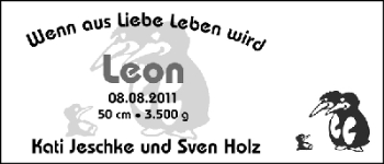 Babyanzeige von Leon  von WESER-KURIER