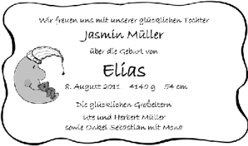 Babyanzeige von Elias Müller von WESER-KURIER