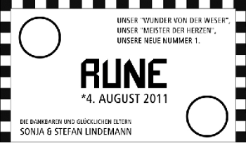 Babyanzeige von Rune Lindemann von WESER-KURIER