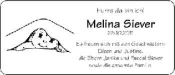 Babyanzeige von Melina Siever von WESER-KURIER