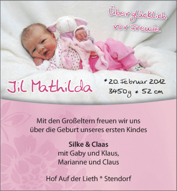 Babyanzeige von Jil Mathilda  von WESER-KURIER