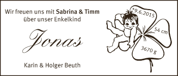 Babyanzeige von Jonas  von WESER-KURIER