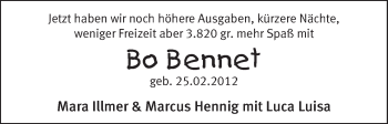 Babyanzeige von Bo Bennet  von WESER-KURIER