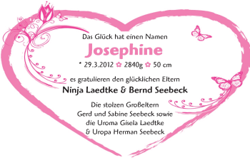 Babyanzeige von Josephine  von WESER-KURIER