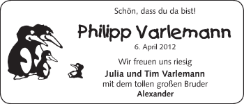 Babyanzeige von Philipp Varlemann von WESER-KURIER