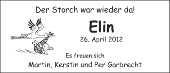 Babyanzeige von Elin  von WESER-KURIER