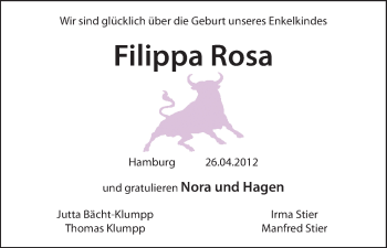 Babyanzeige von Filippa Rosa  von WESER-KURIER