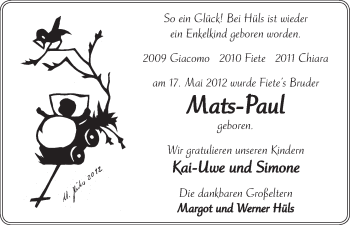 Babyanzeige von Mats-Paul  von WESER-KURIER