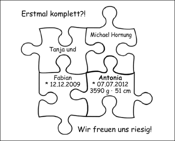 Babyanzeige von Antonia Hornung von WESER-KURIER