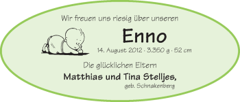 Babyanzeige von Enno Stelljes von WESER-KURIER