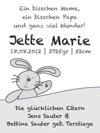 Babyanzeige von Jette Marie Sauter von WESER-KURIER