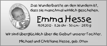 Babyanzeige von Emma Hesse von WESER-KURIER
