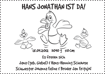 Babyanzeige von Hans Jonathan Schuhose von WESER-KURIER