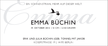 Babyanzeige von Emma Büchin von WESER-KURIER