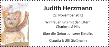 Babyanzeige von Judith Herzmann von WESER-KURIER