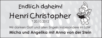 Babyanzeige von Henri Christopher  von WESER-KURIER