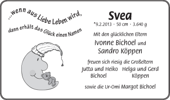 Babyanzeige von Svea  von WESER-KURIER