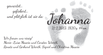 Babyanzeige von Johanna  von WESER-KURIER