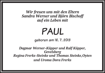 Babyanzeige von Paul  von WESER-KURIER