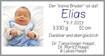 Babyanzeige von Elias Haupt von WESER-KURIER