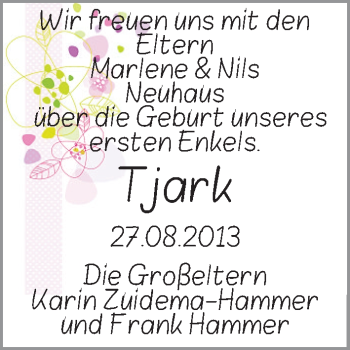 Babyanzeige von Tjark  von WESER-KURIER