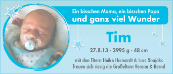 Babyanzeige von Tim  von WESER-KURIER