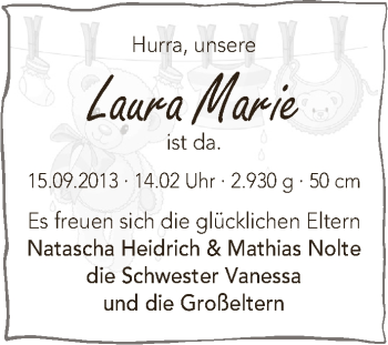 Babyanzeige von Laura Marie  von WESER-KURIER