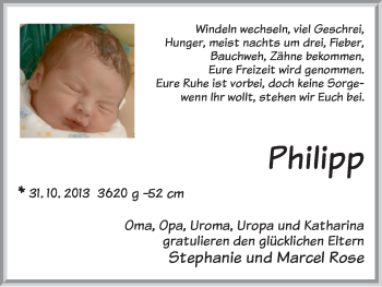 Babyanzeige von Philipp  von WESER-KURIER