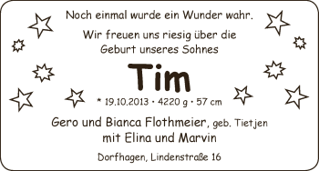 Babyanzeige von Tim Flothmeier von WESER-KURIER