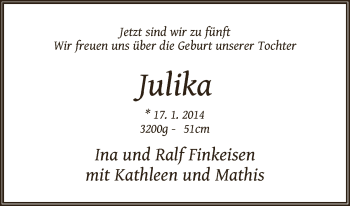 Babyanzeige von Julika  von WESER-KURIER