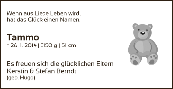 Babyanzeige von Tammo Berndt von WESER-KURIER