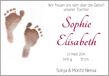 Babyanzeige von Sophie Elisabeth  von WESER-KURIER