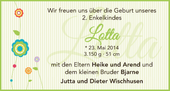 Babyanzeige von Lotta  von WESER-KURIER