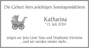 Babyanzeige von Katharina  von WESER-KURIER