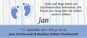 Babyanzeige von Jan  von WESER-KURIER