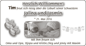 Babyanzeige von Jalina und Jasmin  von Osterholzer Kreisblatt