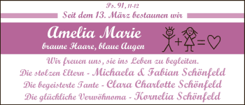 Babyanzeige von Amelia Marie Schönfeld von WESER-KURIER