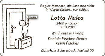 Babyanzeige von Lotta Malea  von Osterholzer Kreisblatt