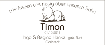 Babyanzeige von Timon  von Osterholzer Kreisblatt