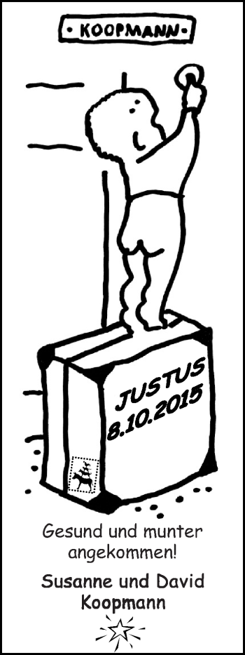 Babyanzeige von Justus Koopmann von WESER-KURIER