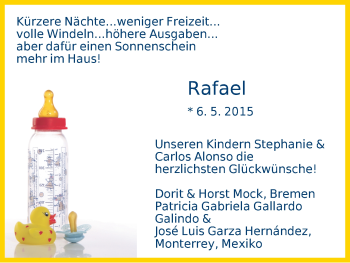 Babyanzeige von Rafael  von WESER-KURIER