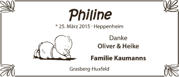 Babyanzeige von Philine  von WESER-KURIER