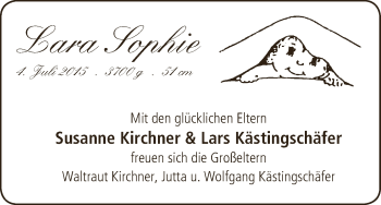 Babyanzeige von Lara Sophie  von WESER-KURIER