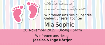 Babyanzeige von Mia Sophia von WESER-KURIER