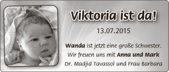 Babyanzeige von Viktoria  von WESER-KURIER