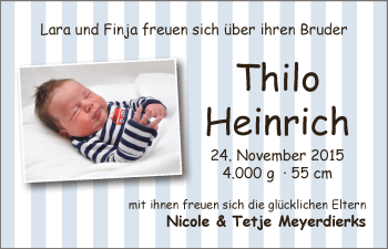 Babyanzeige von Thilo Heinrich  von Wuemme Zeitung