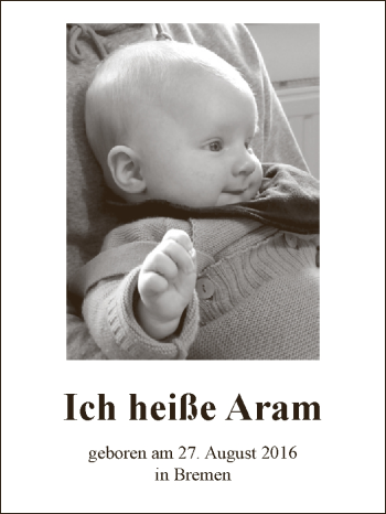 Babyanzeige von Aram  von WESER-KURIER