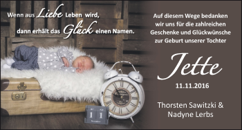 Babyanzeige von Jette  von Osterholzer Kreisblatt